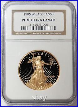 1995 W Gold $50 American Eagle 1 Oz Proof Coin Ngc Pf 70 Ultra Cameo