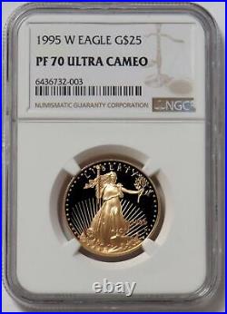1995 W Gold Proof American Eagle $25 Coin 1/2 Oz Ngc Pf 70 Uc