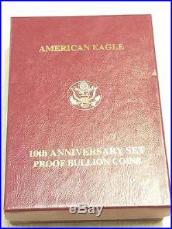 1995 W Proof Gold and Silver American Eagles 10th Anniversary 5 Coin Set US Mint