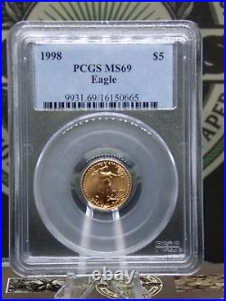 1998 $5 American GOLD Eagle 1/10th oz PCGS MS69 BU UNC #EC ECC&C, Inc
