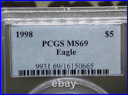 1998 $5 American GOLD Eagle 1/10th oz PCGS MS69 BU UNC #EC ECC&C, Inc