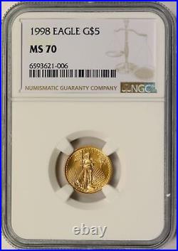 1998 $5 Gold American Eagle 1/10oz NGC MS70