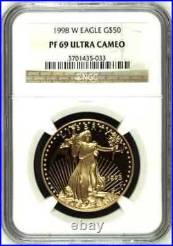 1998 W Gold Set $50 25 10 5 American Eagle 4 Coins United States NGC PF69-70