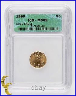 1999 1/10 Ounce Gold American Eagle Graded MS-69 by ICG gold Bullion