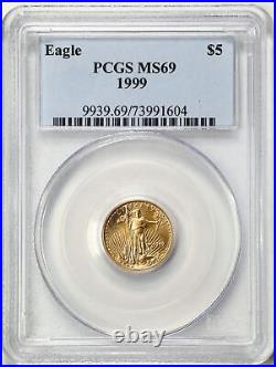 1999 $5 1/10oz Gold American Eagle MS69 PCGS 73991604