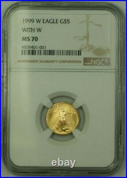 1999-W Emergency Issue $5 1/10th oz American Gold Eagle AGE Coin NGC MS-70