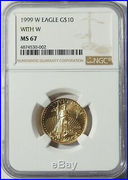 1999-W (With W) 1/4 oz Gold American Eagle NGC MS67 (#10142)