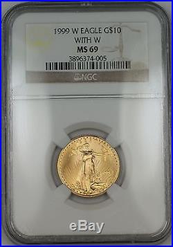 1999-W With W Emergency Issue $10 American Gold Eagle AGE 1/4 Oz Coin NGC MS-69