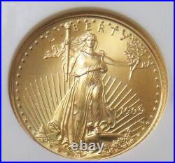 1999 W With W Unfinished Proof Dies Gold Us $5 American Eagle 1/10 Oz Ngc Ms 69