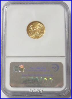 1999 W With W Unfinished Proof Dies Gold Us $5 American Eagle 1/10 Oz Ngc Ms 69