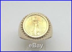 1/10TH OZ AMERICAN EAGLE. 999 PURE GOLD COIN RING 14k mounting