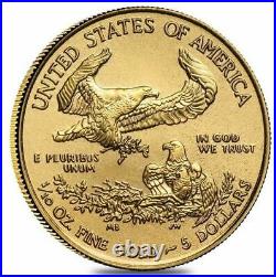 (1) 1/10 oz Gold American Eagle $5 Coin BU (Random Year)