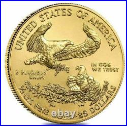(1) 1/2 oz Gold American Eagle $25 Coin BU (Random Year)