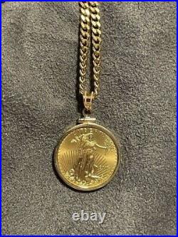 1/4 Oz. American Eagle Coin set in 14k Yellow Gold Over Screw Top coin Pendant