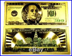 1 Troy Ounce. 999 Fine 2017 American Silver Eagle Bu + 99.9% 24k Gold $100 Bill