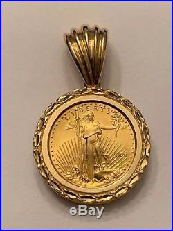 2000 1/10th oz $5 Gold American Eagle COIN in 14KT Gold Fancy Bezel Pendant