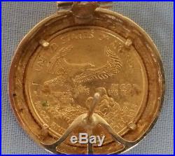 2000 $5 American Eagle Liberty Gold Coin 1/10 oz 14k Omega French Clip Earrings