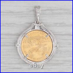 2000 Gold American Eagle Coin Pendant 5 Dollar Diamond Bail 18k 999 1/10oz