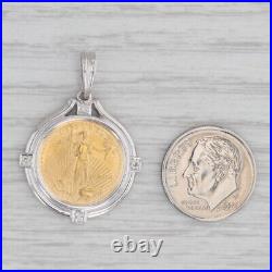 2000 Gold American Eagle Coin Pendant 5 Dollar Diamond Bail 18k 999 1/10oz