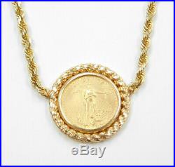 2001 1/10 OZ $5 Dollars American Fine Gold Eagle Coin Necklace 14k Gold Rope