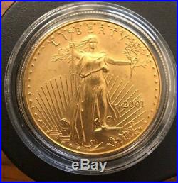 2001 $50 1 Ounze American Gold Eagle Original Mint Capsule No Box/COA