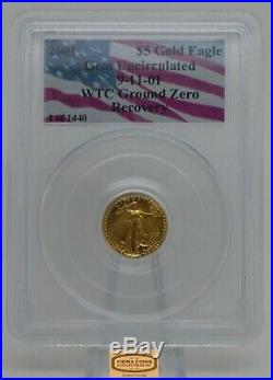 2001 $5 Gold Eagle 9-11 WTC Ground Zero Recovery PCGS GEM UNC #16272MG