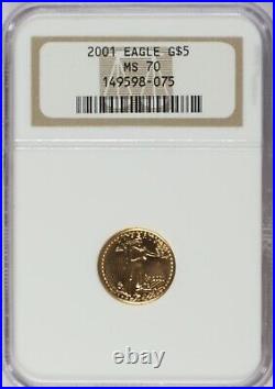 2001 Gold Eagle $5 NGC MS70. Below Greysheet bid. Free Shipping