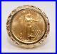 2002 American Eagle Gold Coin 1/10 Ounce Filigree 14K Yellow Gold Ring Size 10