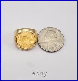 2002 American Eagle Gold Coin 1/10 Ounce Filigree 14K Yellow Gold Ring Size 10