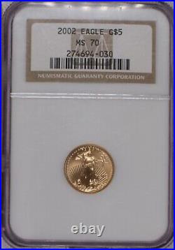 2002 Gold Eagle 1/10 oz. $5 NGC MS70. Free Shipping
