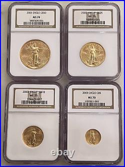 2003 4-piece American Gold Eagle Set NGC MS70 (1/10, 1/4, 1/2 & 1 oz coins)