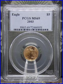 2003 $5 American GOLD Eagle 1/10th oz PCGS MS69 BU UNC #051 ECC&C, Inc