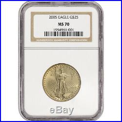 2005 American Gold Eagle (1/2 oz) $25 NGC MS70 Non Edge-View Holder
