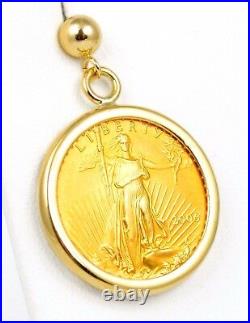2006 1/10 oz $5 American Eagle Gold Coins in 14k Yellow Gold Drop Earrings