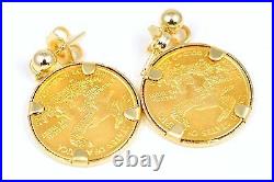 2006 1/10 oz $5 American Eagle Gold Coins in 14k Yellow Gold Drop Earrings