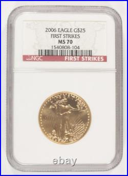 2006 1/2 Oz. G$25 Gold American Eagle Graded by NGC as MS70 First Strikes