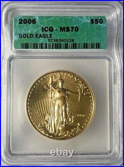 2006 American Gold Eagle $50 One (1) Ounce Goldicg Ms70-nice Coin