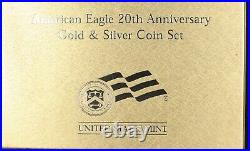2006-W American Eagle 20th Anniversary Gold & Silver 1-ounce Coins Set with box