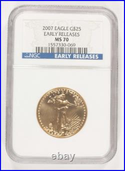 2007 1/2 Oz. G$25 Gold American Eagle Graded by NGC as MS70 Early Releases