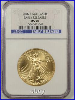 2007 $50 1 Oz American Gold Eagle Ngc Ms-70 Early Releases, Scarce