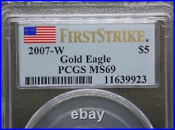 2007 W $5 American GOLD Eagle 1/10th oz PCGS MS69 First Strike BU UNC #923