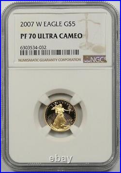 2007-W Gold Eagle $5 Tenth-Ounce PF 70 Ultra Cameo NGC 1/10 oz Fine Gold