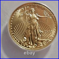 2008 American Gold Eagle $5 Coin Anacs MS 70 First Day Issue Gem Uncirculated