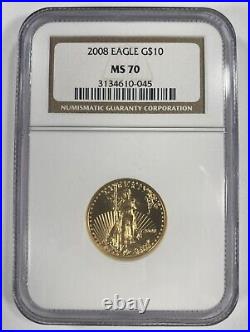 2008 G$10 1/4 Oz. Gold American Eagle Graded by NGC as MS-70
