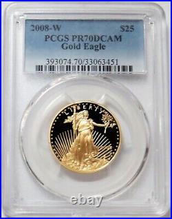 2008 W Gold Proof Pcgs Pr 70 Dcam American Eagle $25 Coin 1/2 Oz