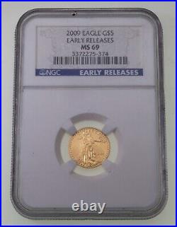 2009 1/10 Oz. Gold American Eagle G$5 Graded by NGC as MS-69 Early Releases