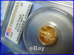 2009 1/10 oz American Gold Eagle $5 PCGS MS70 First Strike Free USA Shipping