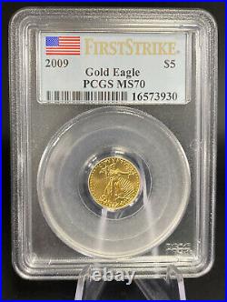 2009 $5 Gold Eagle MS70 PCGS 1/10 oz Gold MS 70 First Strike