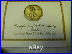 2009 US Gold $20 Ultra High Relief Double Eagle With Display with COA &FREE SHIP