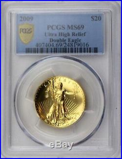 2009-W Ultra High Relief Double Eagle 1 oz Pure Gold Coin PCGS Secure Plus MS69